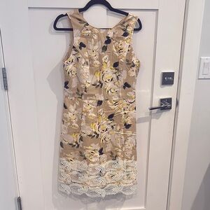 Isaac Mizrahi Floral Lace Midi Dress in Yellow and Black